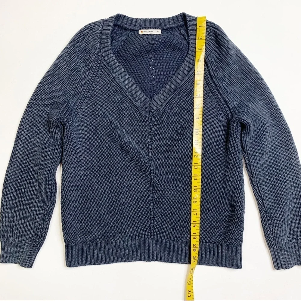 Marine Layer Ezra V-Neck Sweater in Anthracite  Gray size XS Cotton